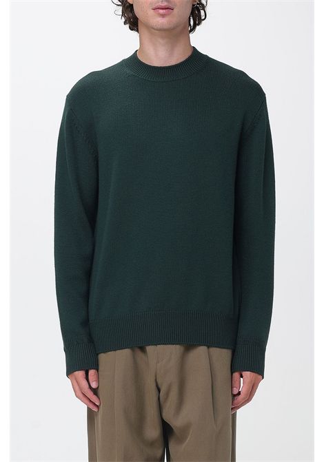 Paolo Pecora Crew-Neck Sweater in Wool with Ribbed Trims in Green Men's PAOLO PECORA |  | A028 F0095588